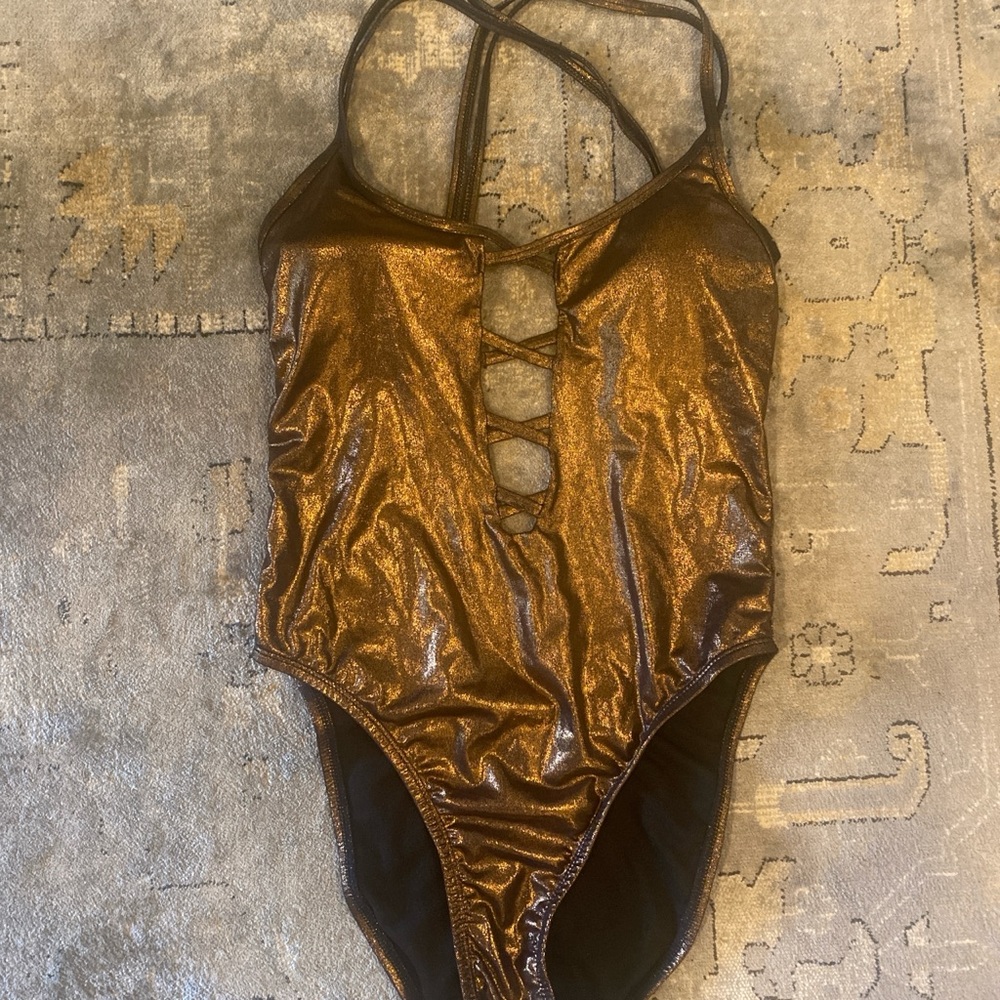 Metallic bronze BikiniLAB one piece.Worn once, excellent condition.Med/Small fit